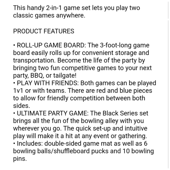 👀50% OFF🎳 NWT‼️ Black Series brand Shuffleboard & Bowling 2-in-1 Game Set - Picture 11 of 16